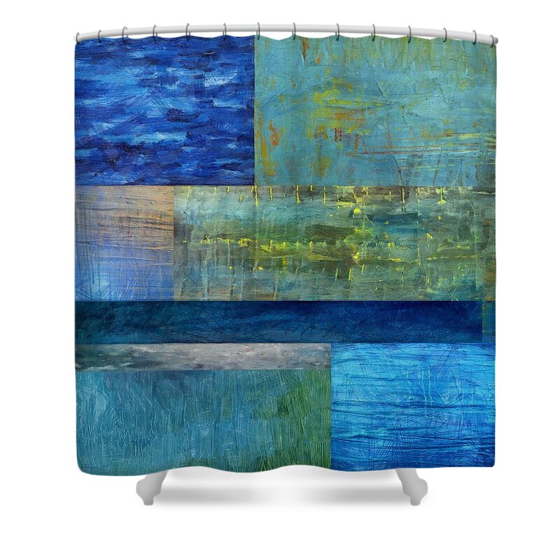 Blue Shower Curtain featuring the painting Essence of Blue 2.0 by Michelle Calkins