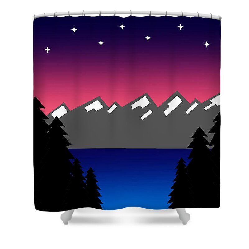 Lake Shower Curtain featuring the digital art Evening at the Lake by Timothy Bulone