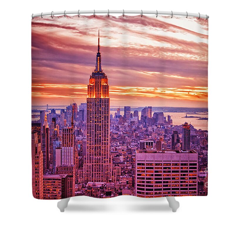 New York City Shower Curtain featuring the photograph Evening in New York City by Sabine Jacobs