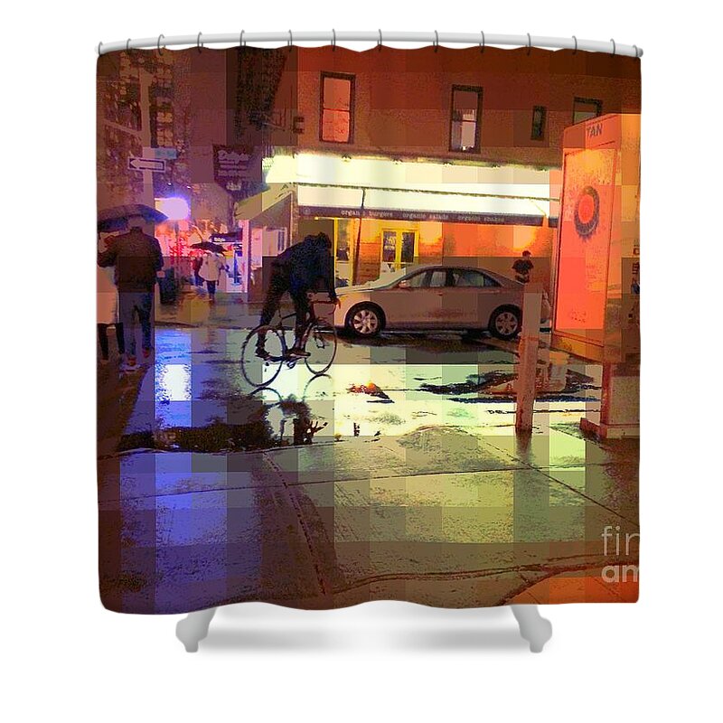 Rainy Night Shower Curtain featuring the photograph Evening in New York by Miriam Danar