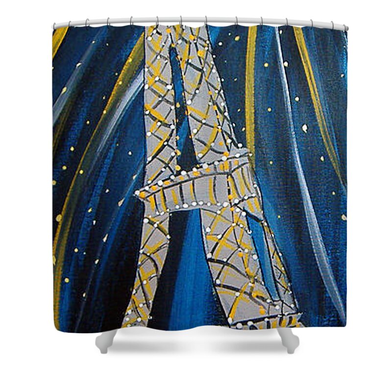Eiffel Tower Shower Curtain featuring the painting Evening In Paris by Lee Owenby