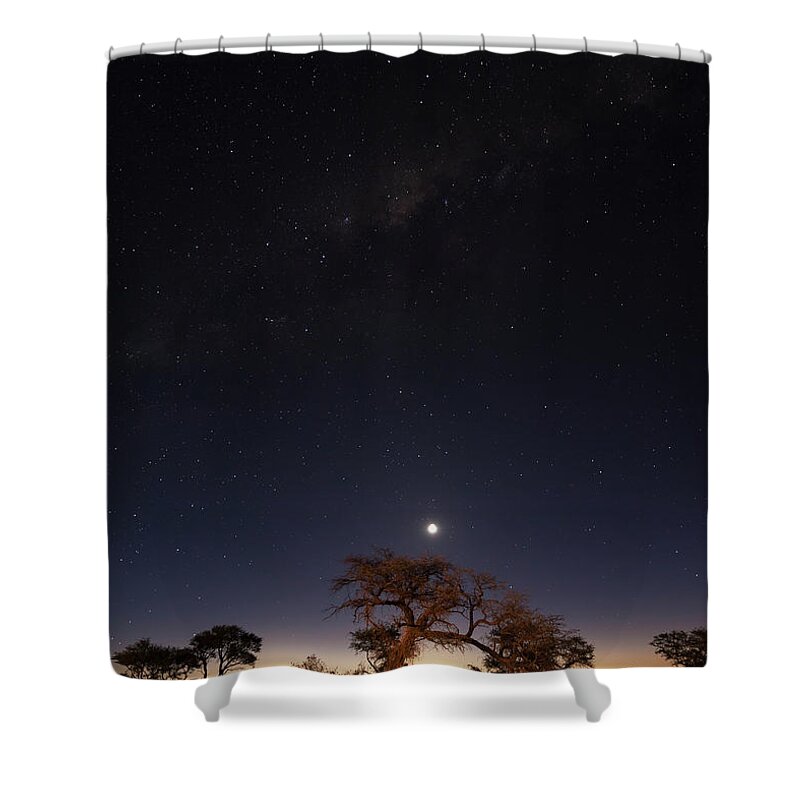 Scenics Shower Curtain featuring the photograph Evening Sky Above The Kalahari, Namibia by Siegfried Layda