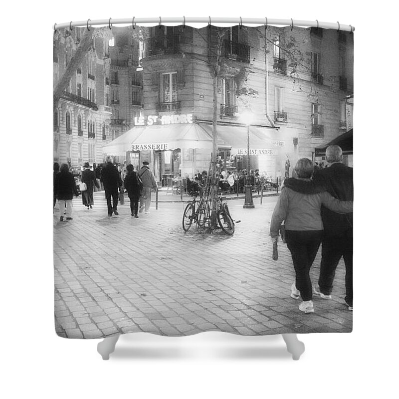 Evening Shower Curtain featuring the photograph Evening stroll in Paris by Hugh Smith