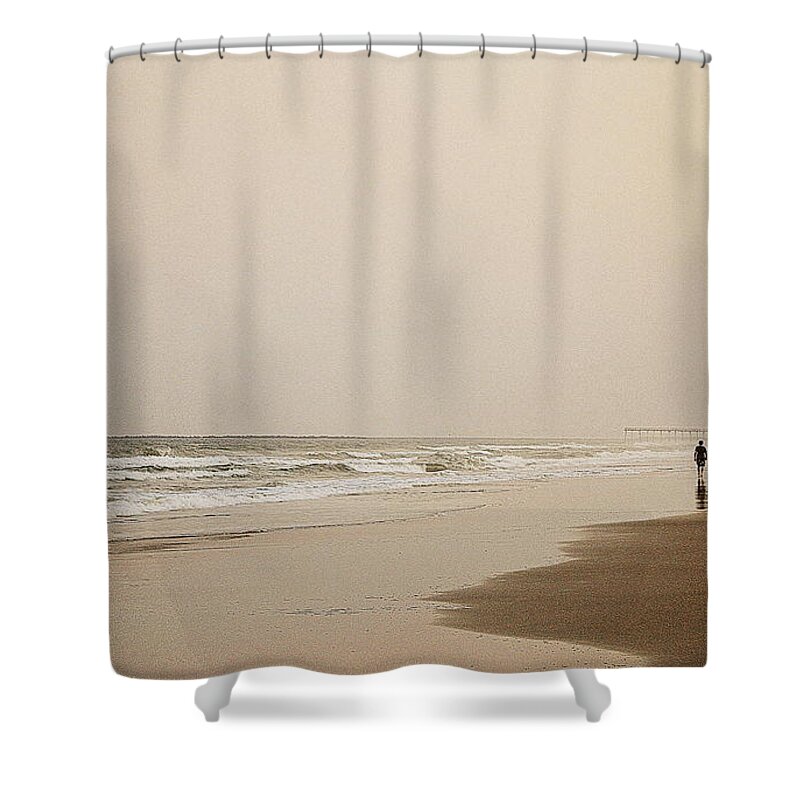 Beach Shower Curtain featuring the photograph Evening Walk on Wrightsville Beach by Amy Lucid