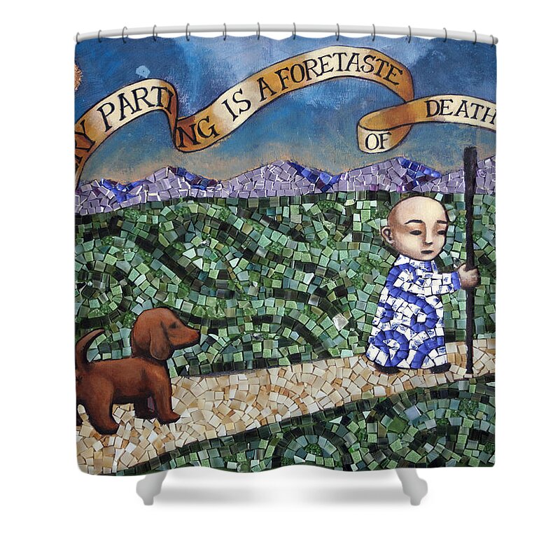 Dog Shower Curtain featuring the painting Every Parting is a Foretaste of Death by Pauline Lim