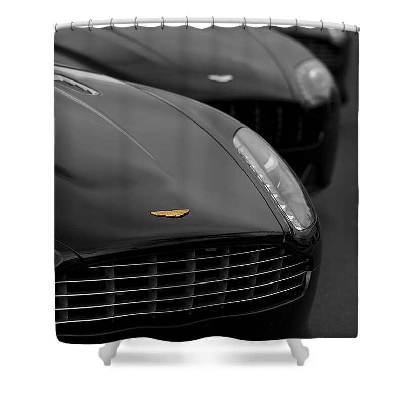 Aston Martin Shower Curtain featuring the photograph Exotic Lineup by Dennis Hedberg