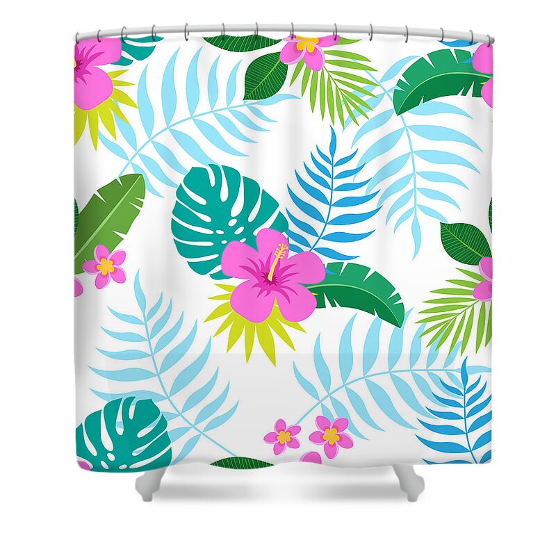 Art Shower Curtain featuring the digital art Exotic Seamless Colorful Pattern With by Ekaterina Bedoeva