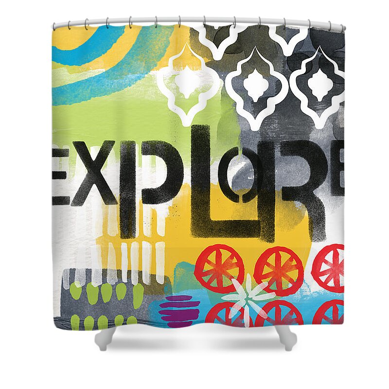 Abstract Painting Shower Curtain featuring the painting Explore- Contemporary Abstract Art by Linda Woods