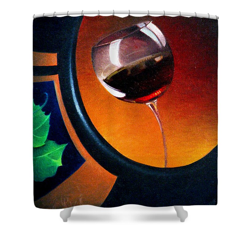 Wine Shower Curtain featuring the painting Eye Spy Something Red by T S Carson
