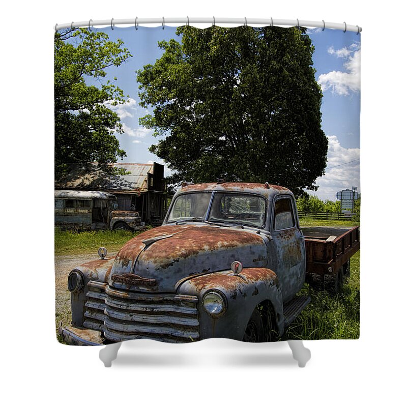 Chevrolet Shower Curtain featuring the photograph Fabulous Flashback Chevy Truck by Kathy Clark