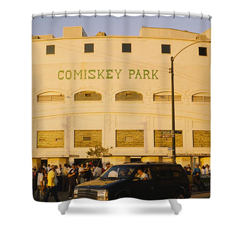 Photography Shower Curtain featuring the photograph Facade Of A Stadium, Old Comiskey Park by Panoramic Images