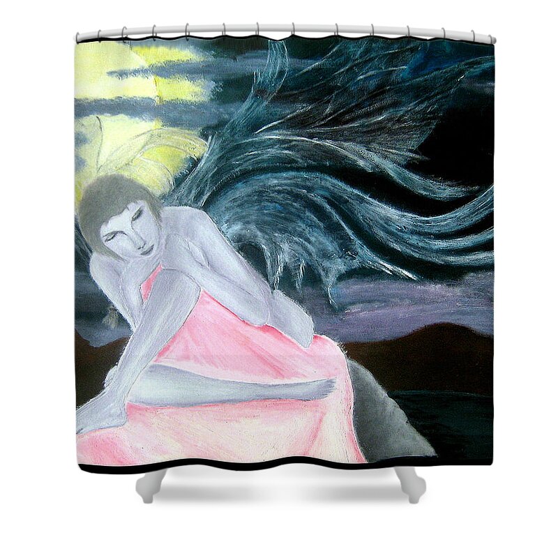 Moon Shower Curtain featuring the painting Faerie Lagoon by Shawn Dall