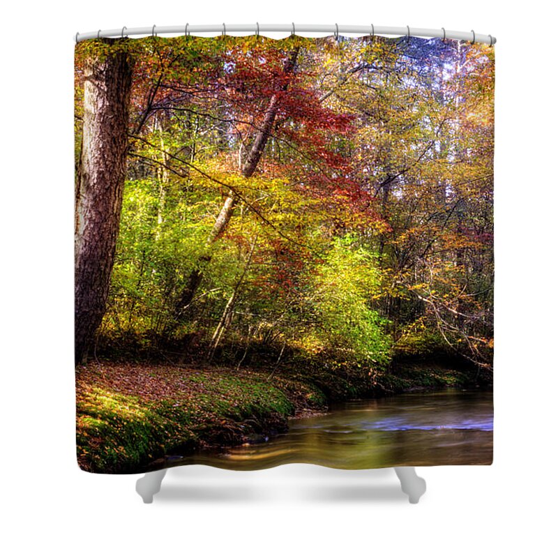 Autumn Shower Curtain featuring the photograph Fall Along The Creek Bank by Greg and Chrystal Mimbs