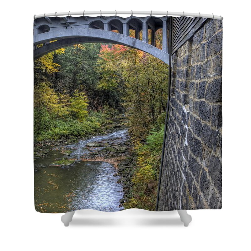 Mill Shower Curtain featuring the photograph Fall at Mill Creek Park by David Dufresne