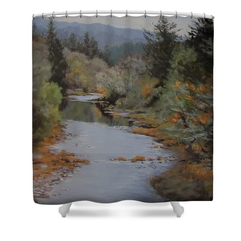 Fall Shower Curtain featuring the painting Fall Harmonies by Karen Ilari