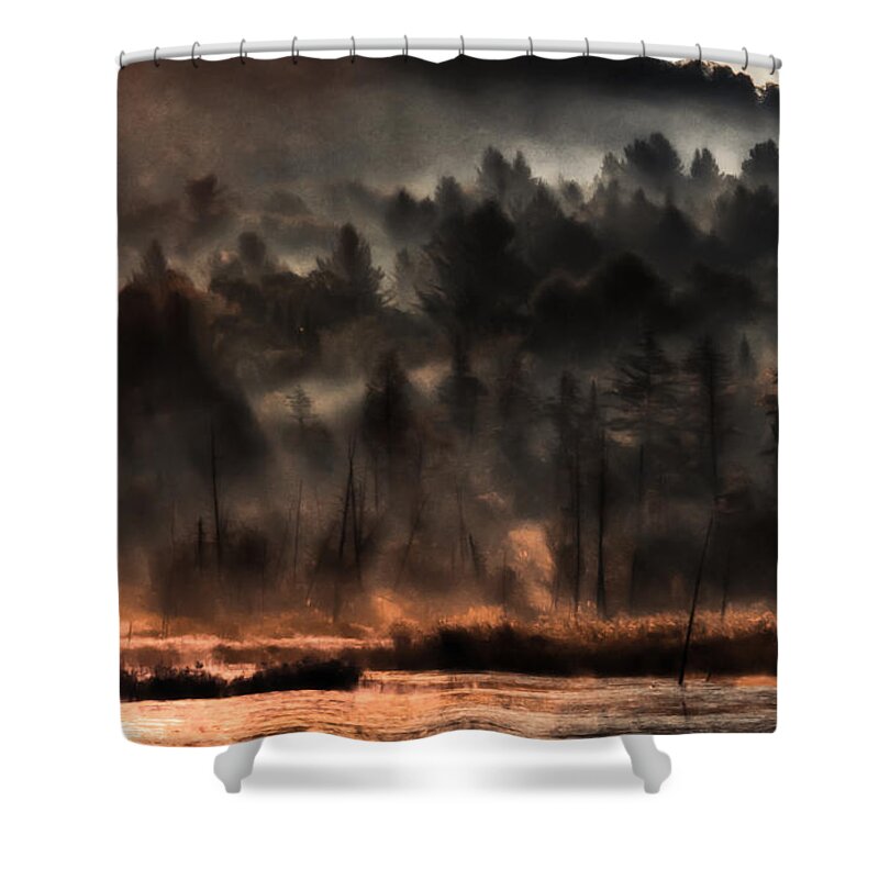 Fall Foliage Shower Curtain featuring the photograph Fall Morning Fog by Jeff Folger