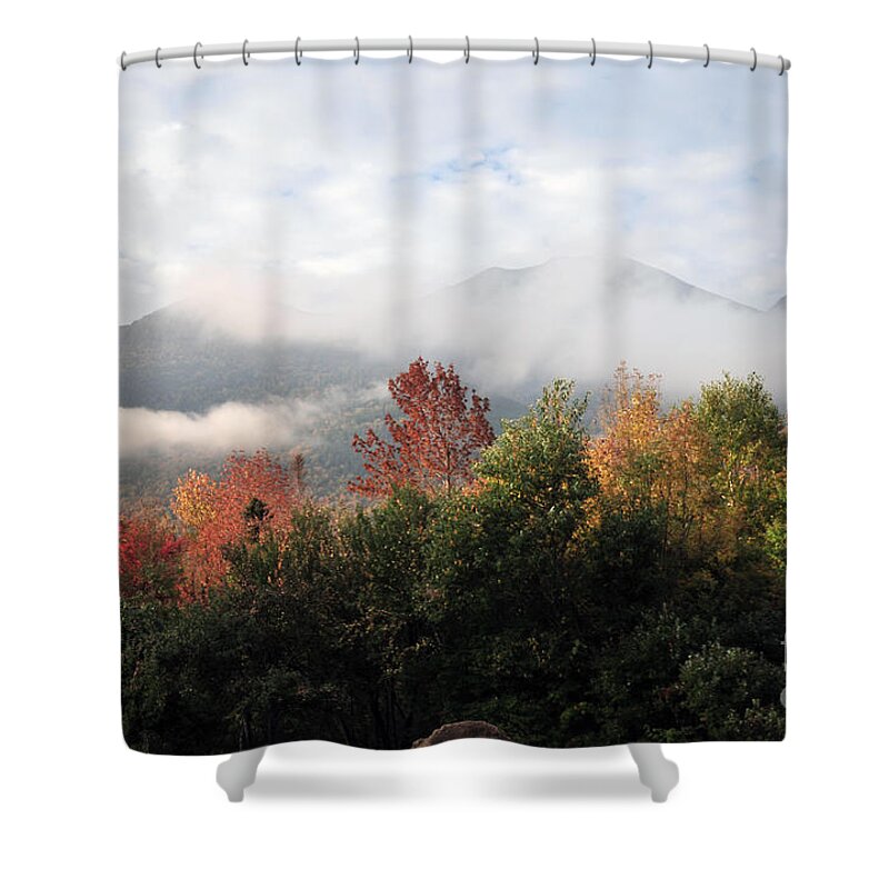 Fall Foliage Shower Curtain featuring the photograph Fall Morning Landscape White Mountains New Hampshire 18 by Terri Winkler