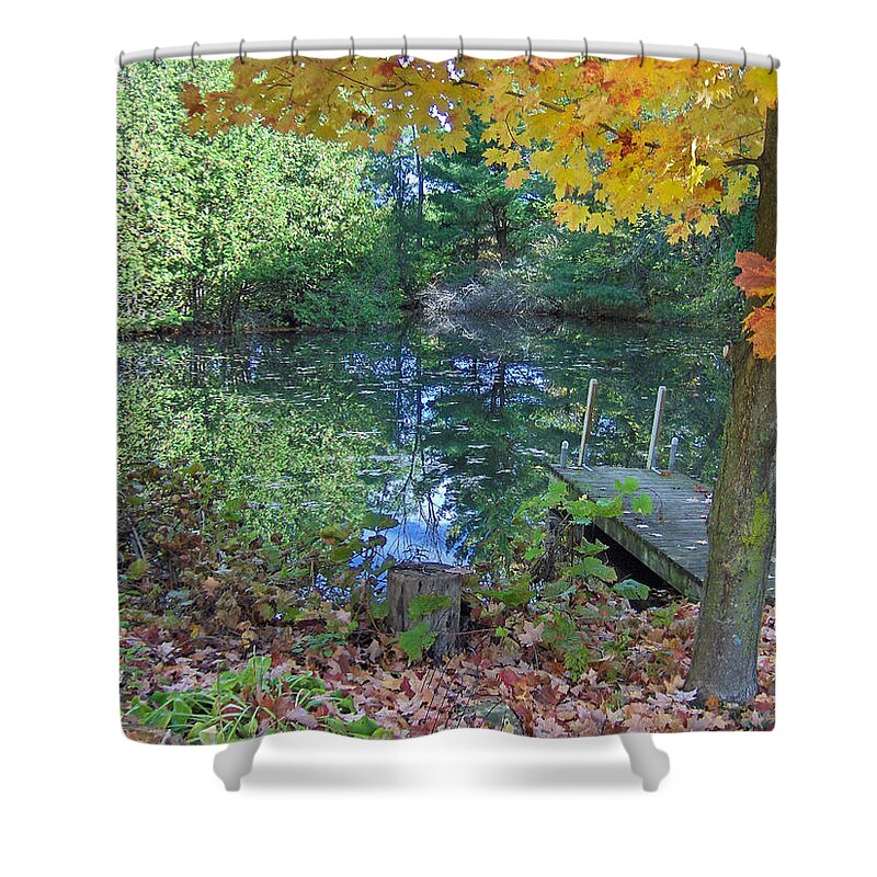 Fall Shower Curtain featuring the photograph Fall Scene by Pond by Brenda Brown