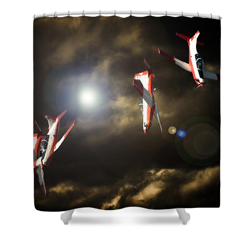 Pilatus Pc7 Shower Curtain featuring the photograph Falling down by Paul Job