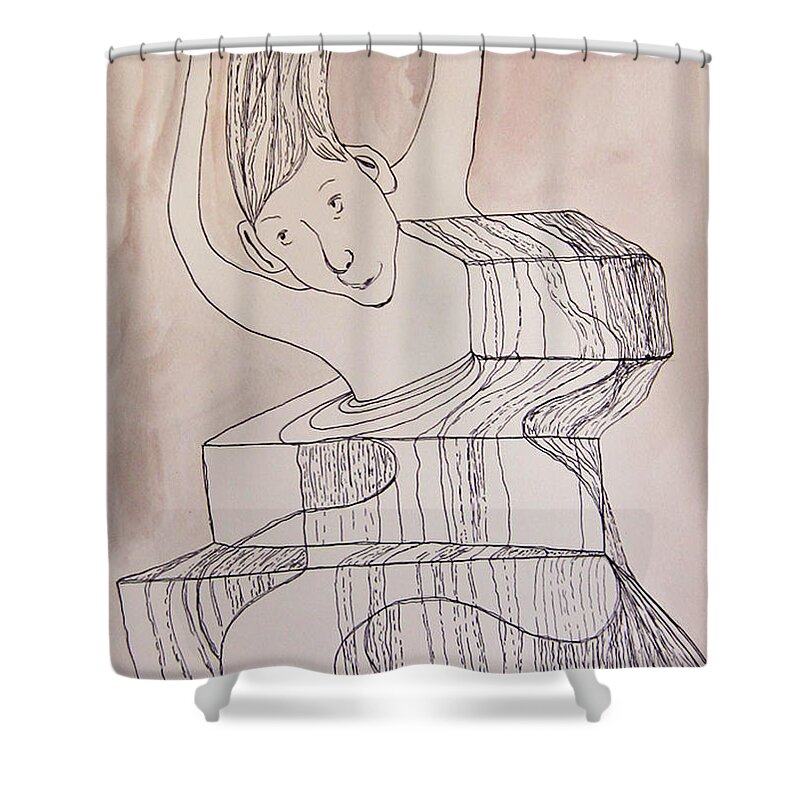Woman Shower Curtain featuring the painting Falling into form by Suzy Norris