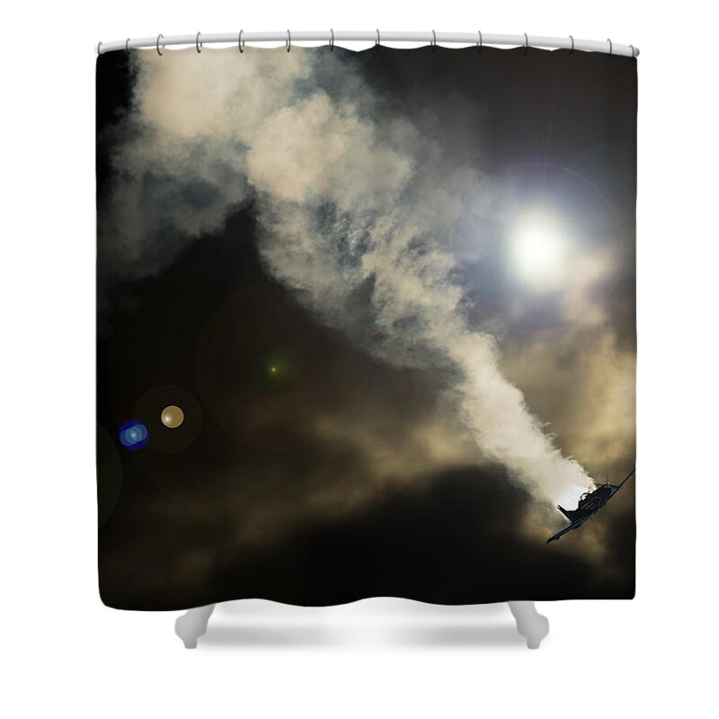 Pilatus Pc7 Shower Curtain featuring the photograph Falling Smoke by Paul Job