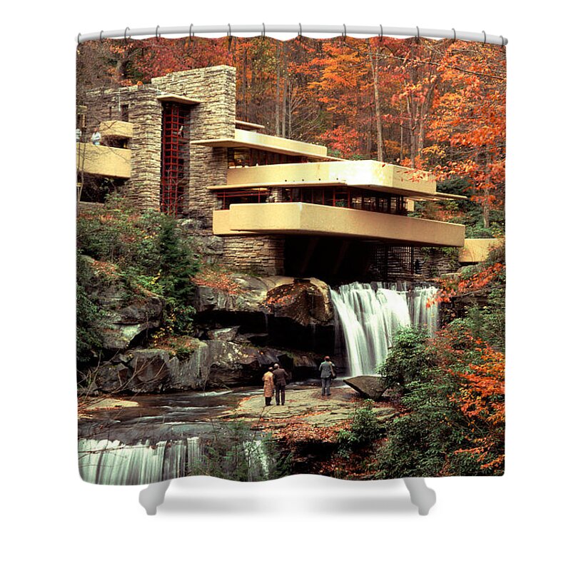 Allegheny Mountains Shower Curtain featuring the photograph Fallingwater House At Bear Run by Theodore Clutter