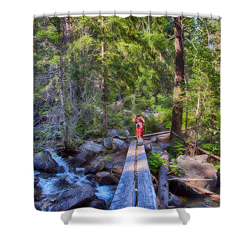 Methow Valley Shower Curtain featuring the photograph Falls Creek Footbridge by Omaste Witkowski