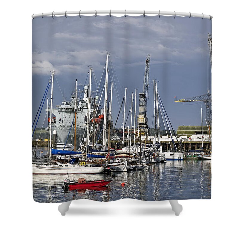 Britain Shower Curtain featuring the photograph Falmouth Harbour and Docks by Rod Johnson
