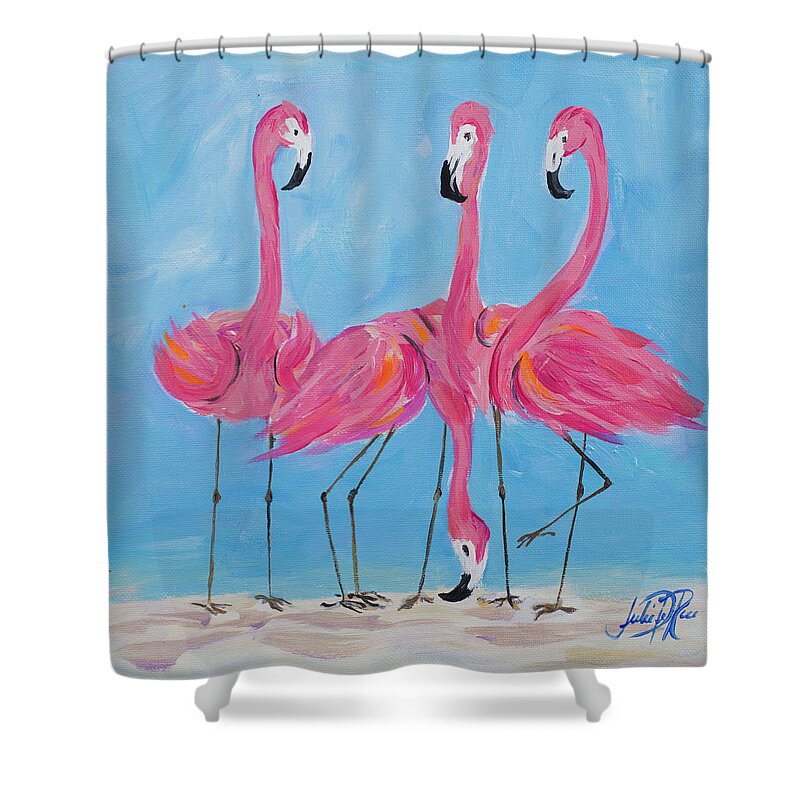 Fancy Shower Curtain featuring the digital art Fancy Flamingos II by Sundance D