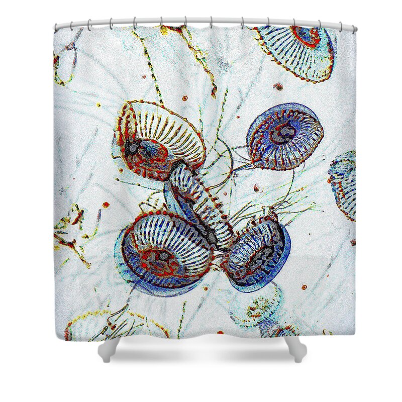 Jellyfish Shower Curtain featuring the digital art Fantasy Fish I by Jennie Breeze