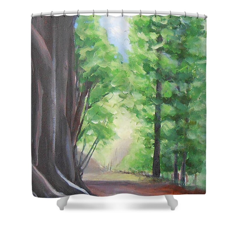 Landscape Shower Curtain featuring the painting Faraway by Jane See