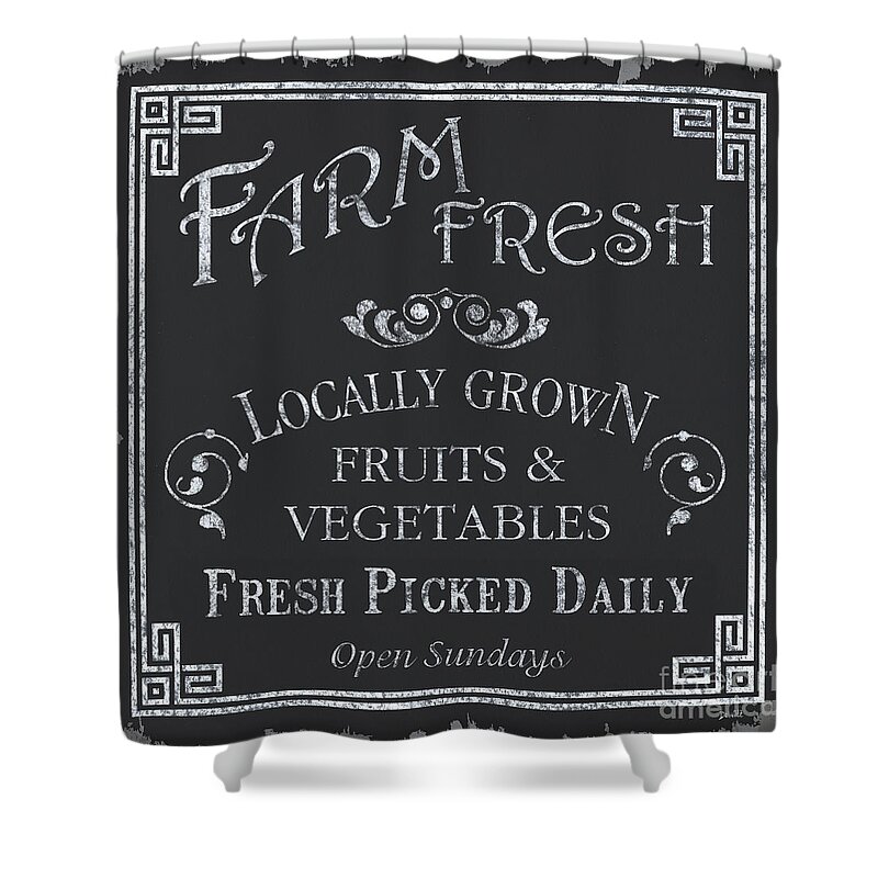 Farmer Shower Curtain featuring the painting Farm Fresh Sign by Debbie DeWitt