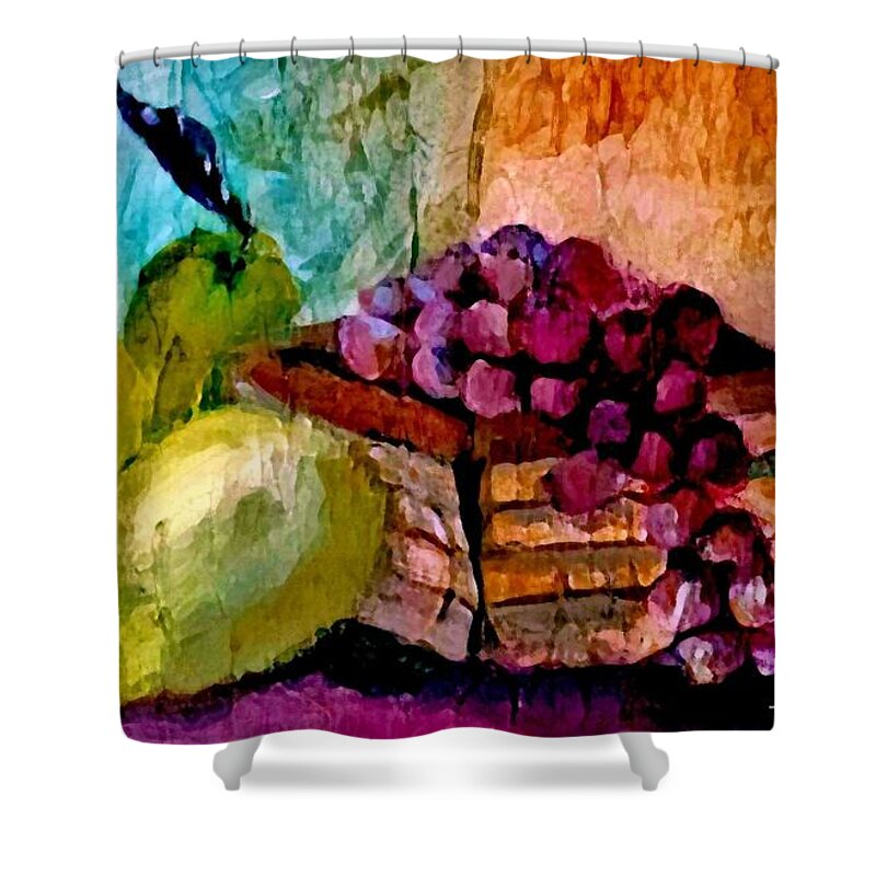 Fruit Shower Curtain featuring the painting Farmer's Market by Lisa Kaiser