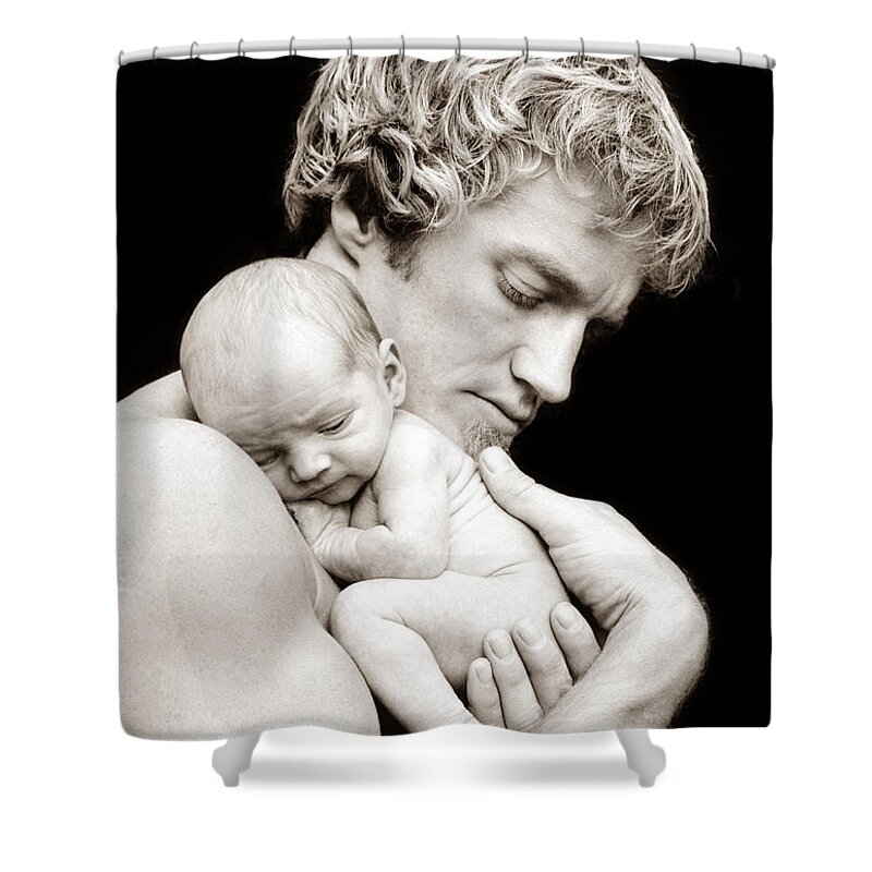 Baby Shower Curtain featuring the photograph Father and Son by Lori Grimmett