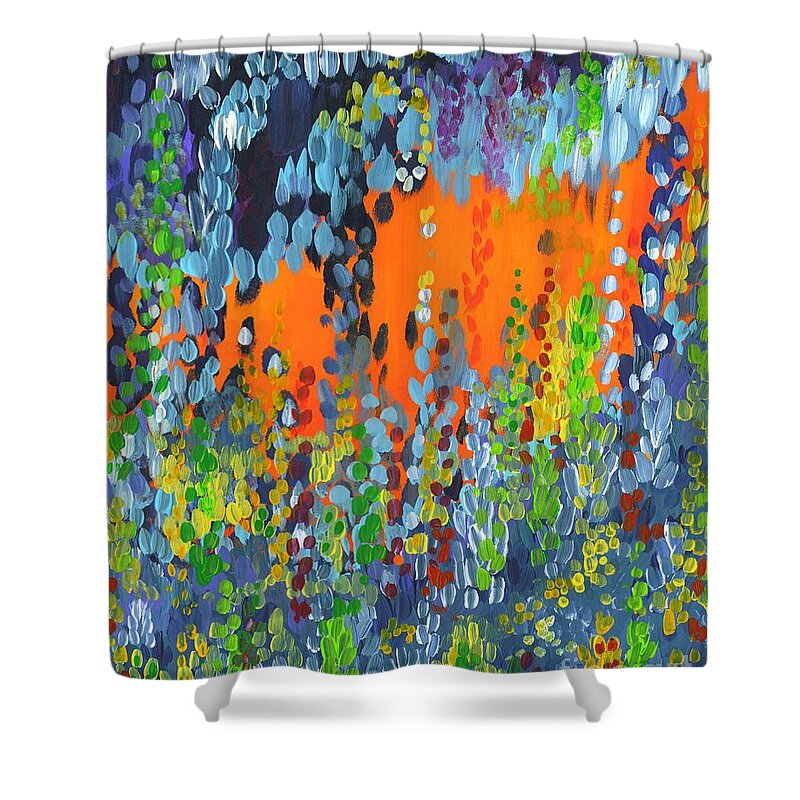 Abstract Shower Curtain featuring the painting Faux Geo by Holly Carmichael