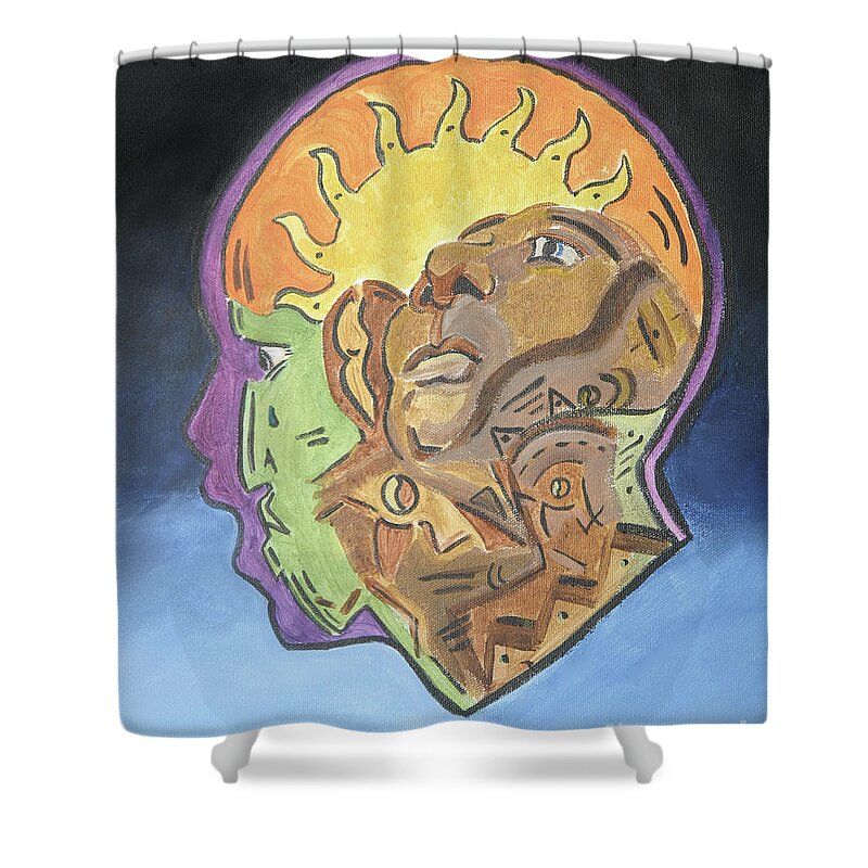 Face Shower Curtain featuring the painting Fear of the Unknown by Dwayne Glapion