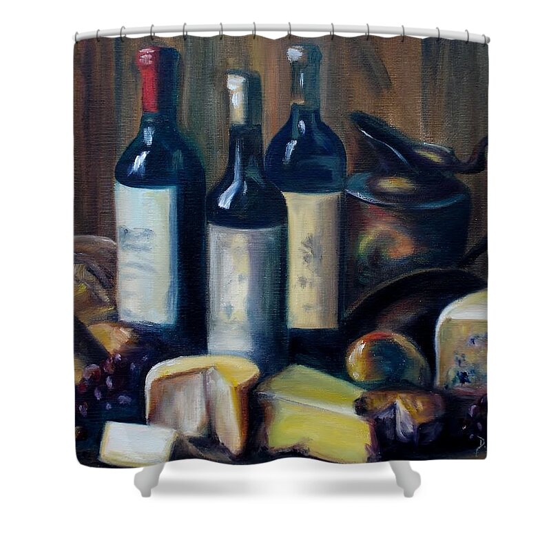 Wine Shower Curtain featuring the painting Feast Still Life by Donna Tuten