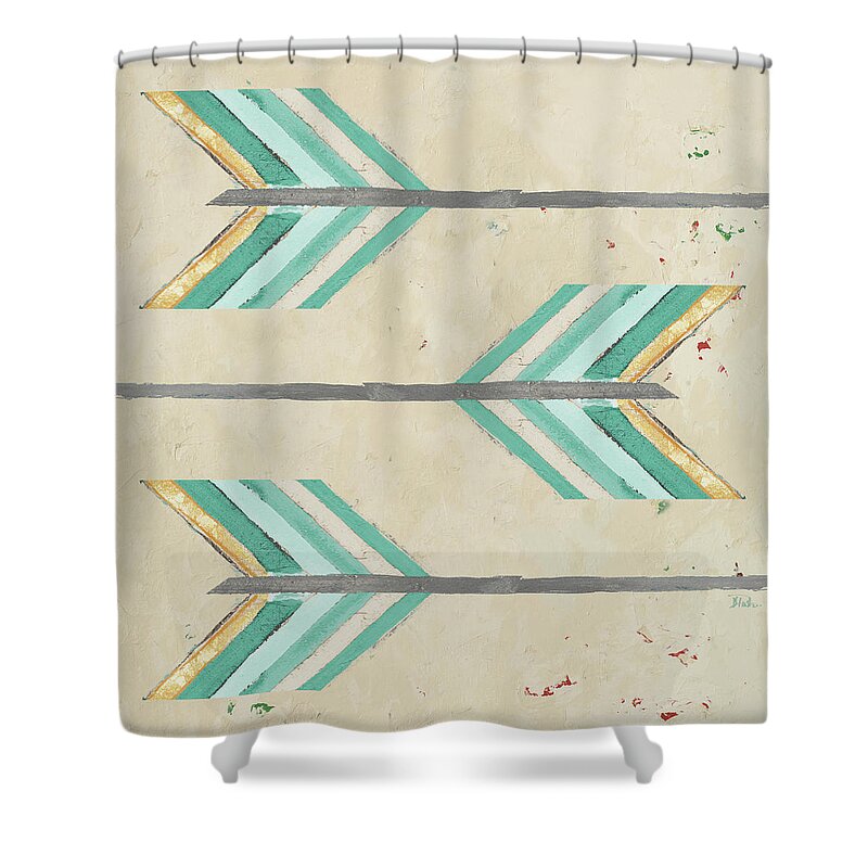 Feather Shower Curtain featuring the painting Feather Arrows by Patricia Pinto