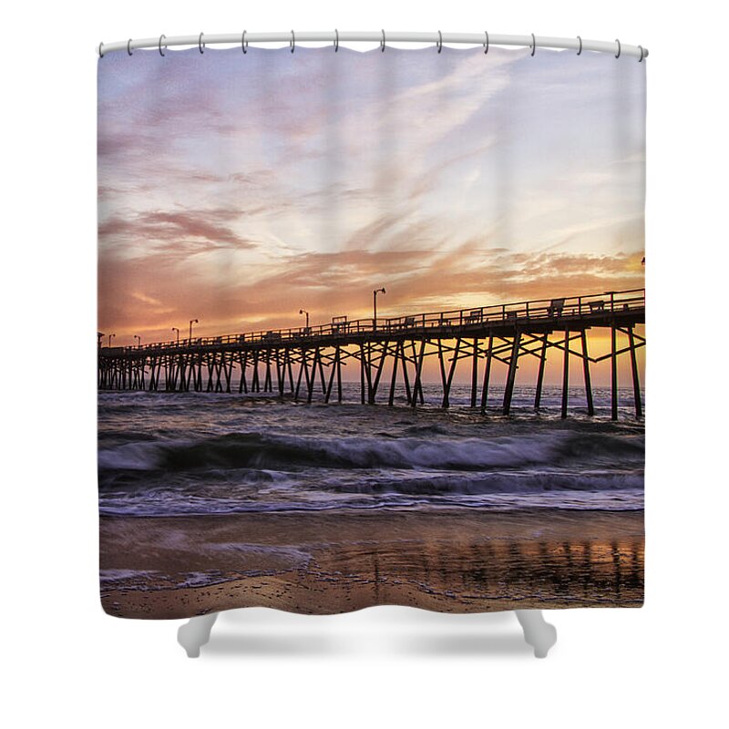 Sunset Shower Curtain featuring the photograph Febuary Sunset on Atlantic Beach North Carolina by Bob Decker