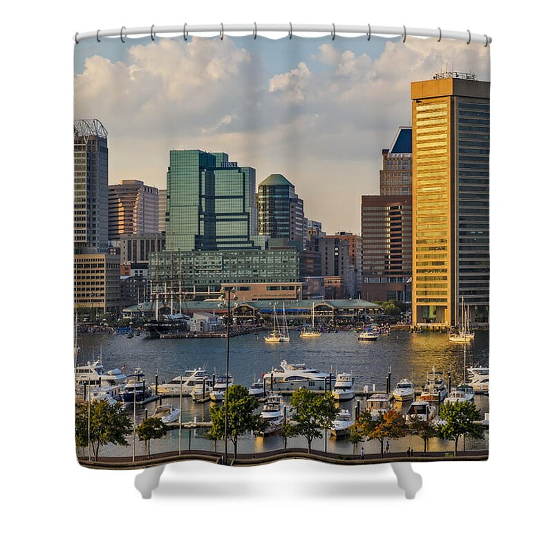 Baltimore Inner Harbor Shower Curtain featuring the photograph Federal Hill View To The Baltimore Skyline by Susan Candelario