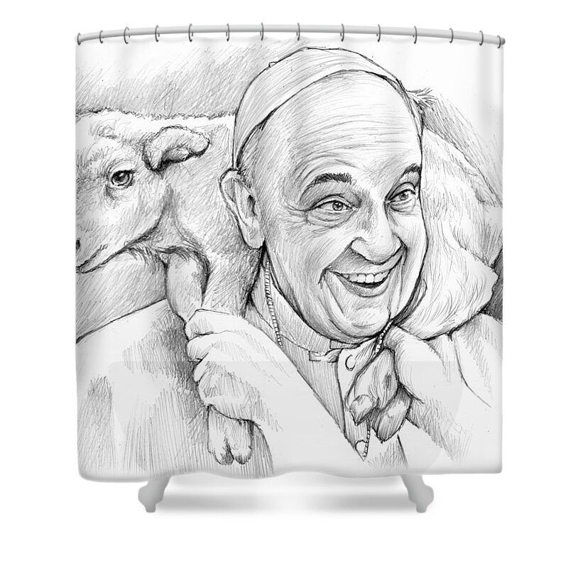 Celebrities Shower Curtain featuring the drawing Feed My Sheep by Greg Joens