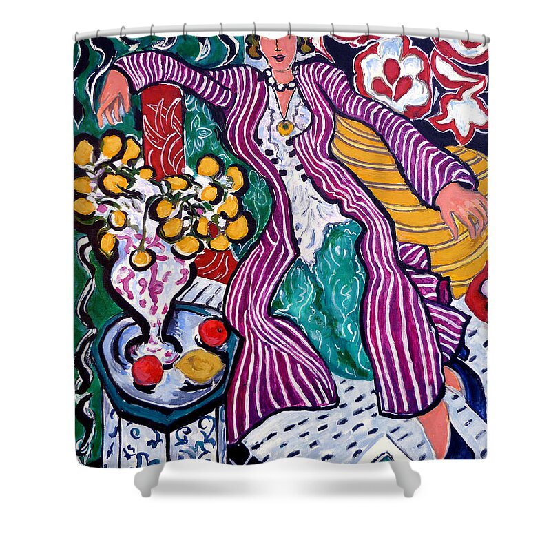 Matisse Shower Curtain featuring the painting Femme Au Manteau Violet by Tom Roderick