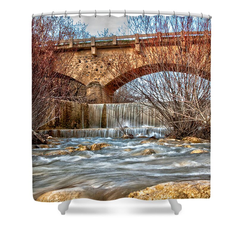 Greece Shower Curtain featuring the photograph Bridge in Greece by Mike Santis