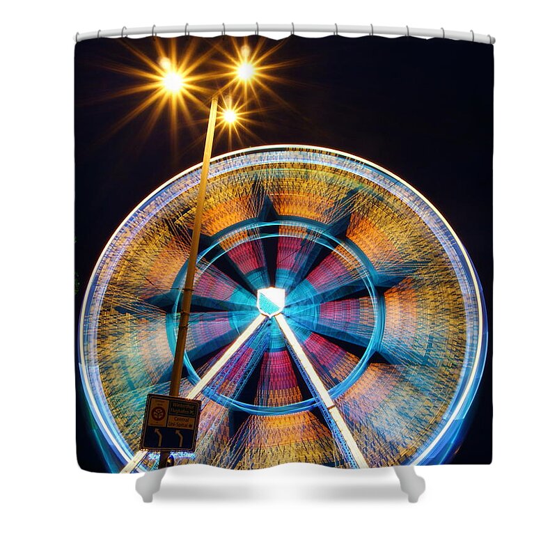 Outdoors Shower Curtain featuring the photograph Ferris Lights by Photography By Tim Reif