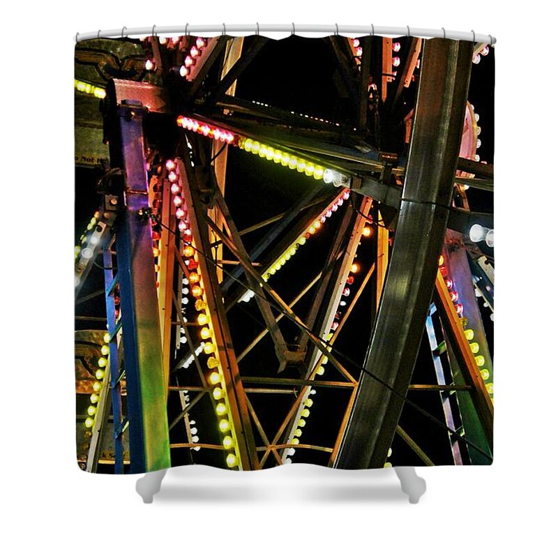 Ferris Wheel Shower Curtain featuring the photograph Lit Ferris Wheel by Lilliana Mendez
