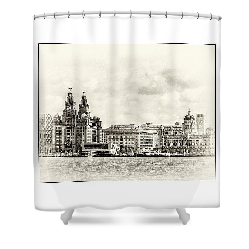 Liverpool Museum Shower Curtain featuring the photograph Ferry at Liverpool terminal by Spikey Mouse Photography