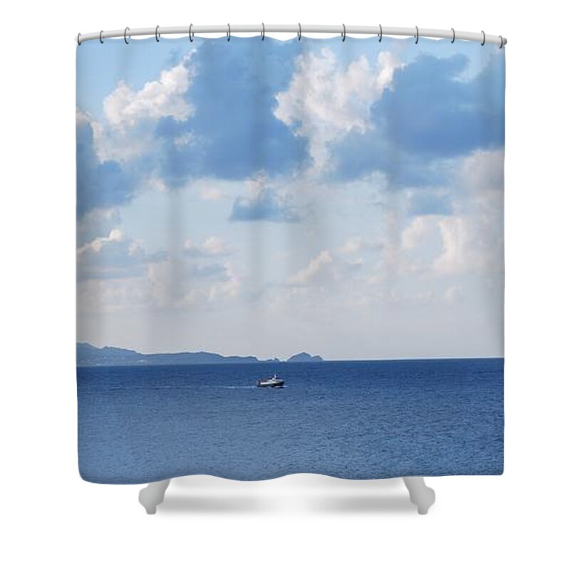 Erikousa Shower Curtain featuring the photograph Ferry on time by George Katechis