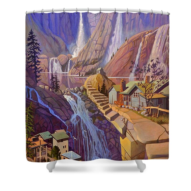 Waterfall Shower Curtain featuring the painting Fibonacci Stairs by Art West