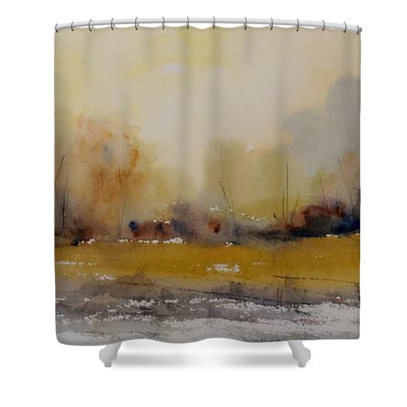 Landscape Shower Curtain featuring the painting Fields of Gold by Sandra Strohschein