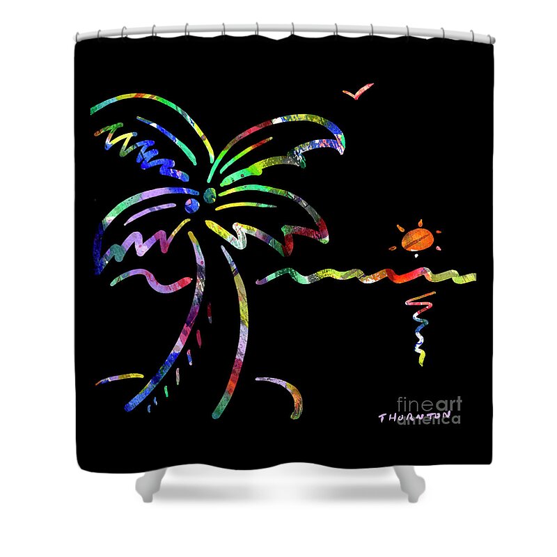Sun Shower Curtain featuring the painting Sunset by Diane Thornton